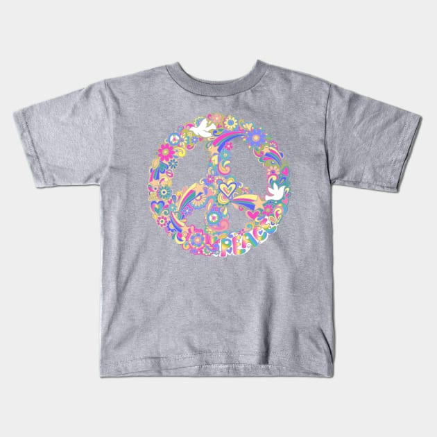 Colorful Peace Sign Kids T-Shirt by AlondraHanley